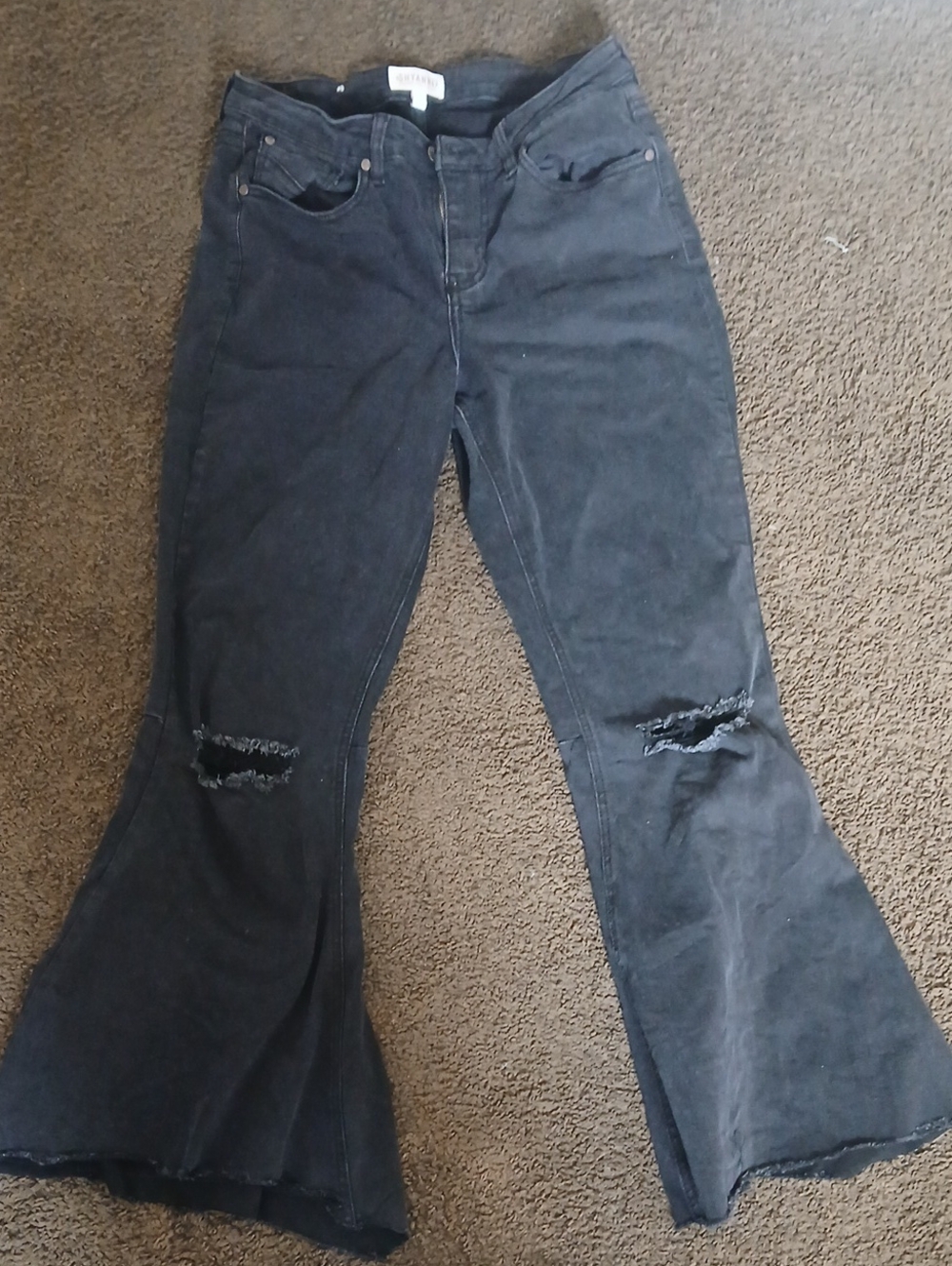 Shyanne Women’s Black Flared Distressed Jeans